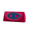 Image of Evil eye hot pink hand embroidered sunglasses cover