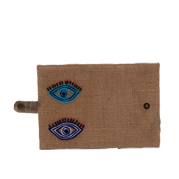 Brown - Tribal Hand Embroidered Jute Passport Cover main image 1