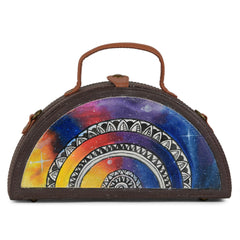 Mandala Hand-painted crossbody Semi circle Clutch Bag