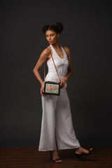 Lotus women Hand-Painted crossbody Sling Bag
