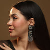 Image of Banjaran long black embroidered earring by gonecase
