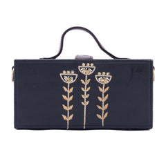 Tropical black wedding hand embroidered clutch bag for women