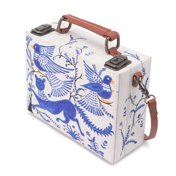 Black Floral Hand-Painted Sling Bag for women