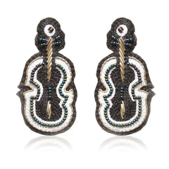 Sitar Black Embroidered Earring