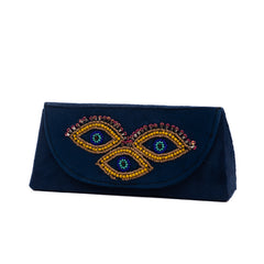 Blue hand embroidered sunglasses cover
