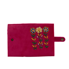 Pink hand embroidered passport cover
