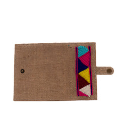Jute embroidered passport cover by Gonecase
