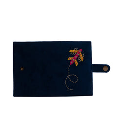 Lets fly blue hand embroidered passport cover