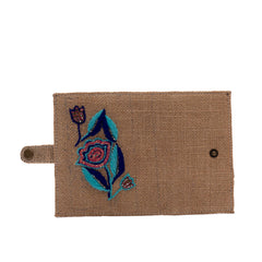 Blue Floral Jute Passport Cover