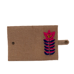 Jute floral hand embroidered passport cover