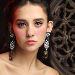 Banjaran black hand embroidered earring