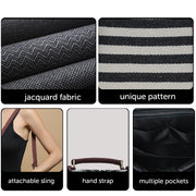 Geometric laptop multi purpose backpack and sling bag details