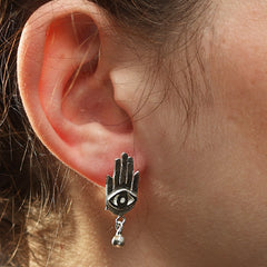 Hamsa handcrafted sterling silver earring