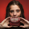 Image of Matsya cherry dabka hand-embroidered card holder by gonecase