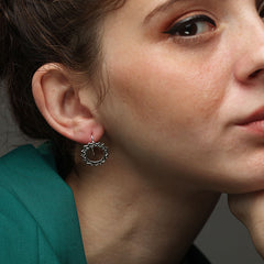 Mandala handcrafted sterling silver earring