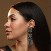 Image of Banjaran long black hand embroidered earring