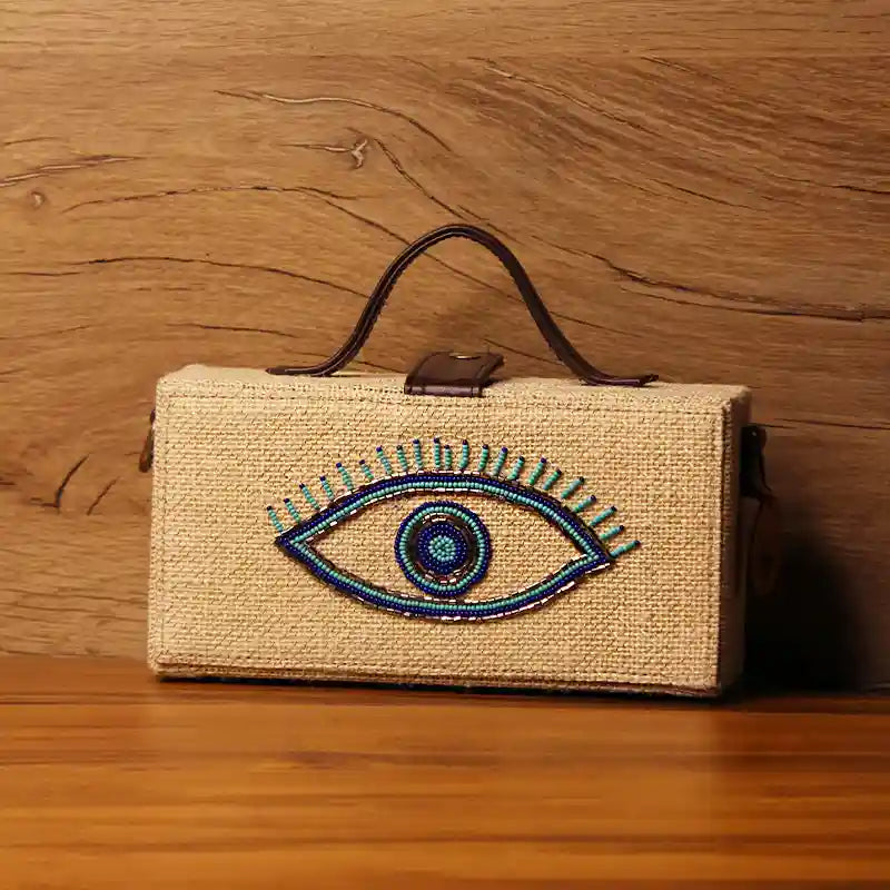 Mandala Hand Embroidered Clutch Bag (jute bag)