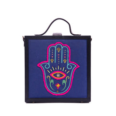 Hamsa purple hand embroidered briefcase bag by gonecase