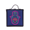 Image of Hamsa purple hand embroidered briefcase bag by gonecase