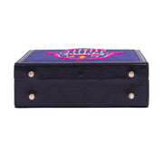 Hamsa purple hand embroidered briefcase bag by gonecase
