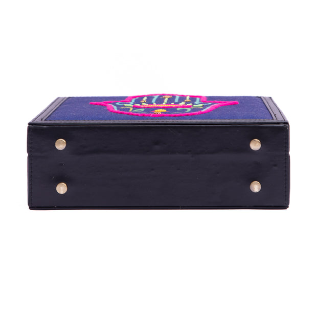 Hamsa purple hand embroidered briefcase bag by gonecase