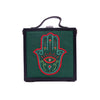 Image of Hamsa green hand embroidered briefcase bag by gonecase