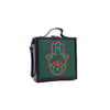 Image of Hamsa green hand embroidered briefcase bag by gonecase