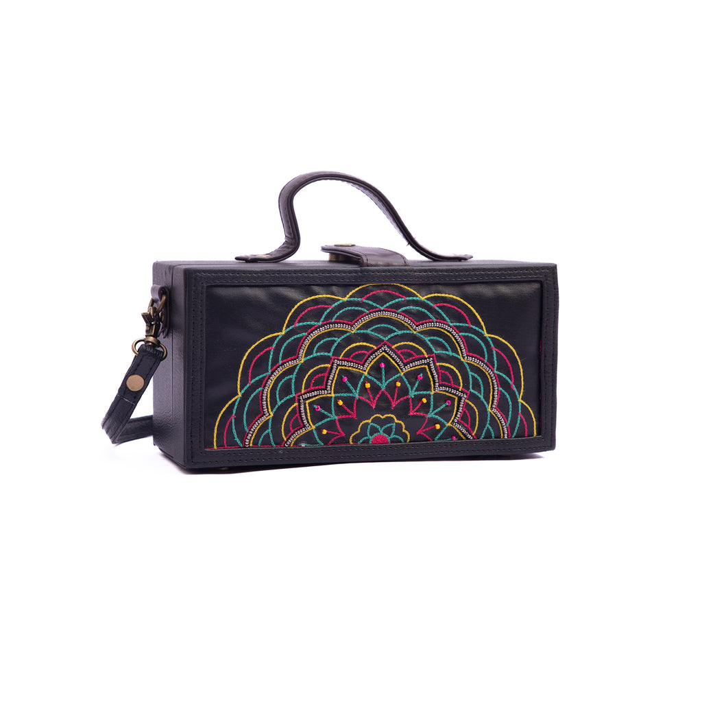 Mandala hand embroidered clutch bag by gonecase
