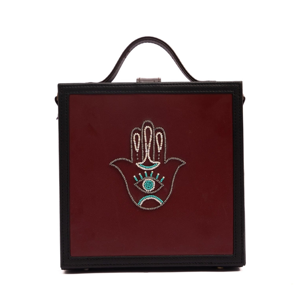 Hamsa hand embroidered briefcase bag by gonecase