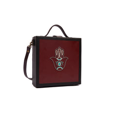 Hamsa hand embroidered briefcase bag