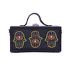 Image of Hamsa multi colored hand embroidered clutch bag 