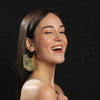 Image of order online Brass Plate Semi Circle Dangler Earring- gonecase.in