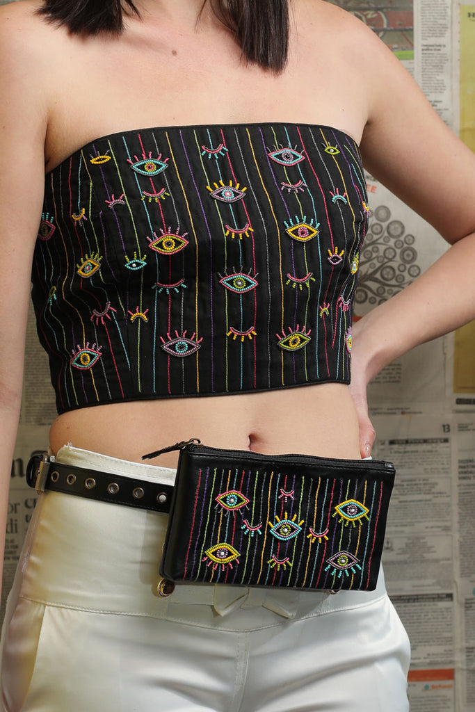 Order Online Evil eye embroidered belt bag- gonecase.in