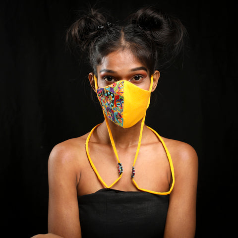 Yellow Faces handcrafted Mask