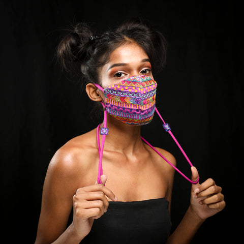 Purple Dhaka Handcrafted Mask