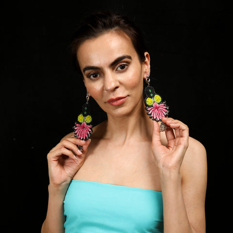 Saroj Pink Embroidered Earring