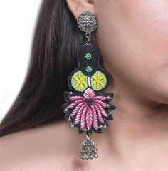 Saroj Pink Embroidered Earrings ,Earrings, gonecasestore - gonecasestore