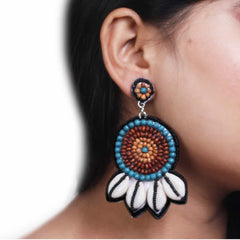 Wood Embroidery Earring