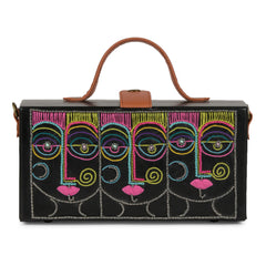 Anokhi Black hand embroidered designer clutch bag