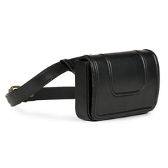 Black handcrafted belt bag for women