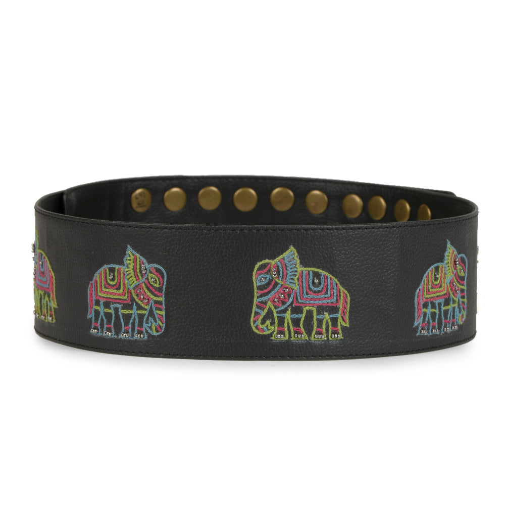 Order online Elephant Hand embroidered black Bust belt- gonecase.in