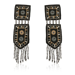 Banjaran long black hand embroidered earring