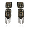 Image of Banjaran long black embroidered earring by gonecase
