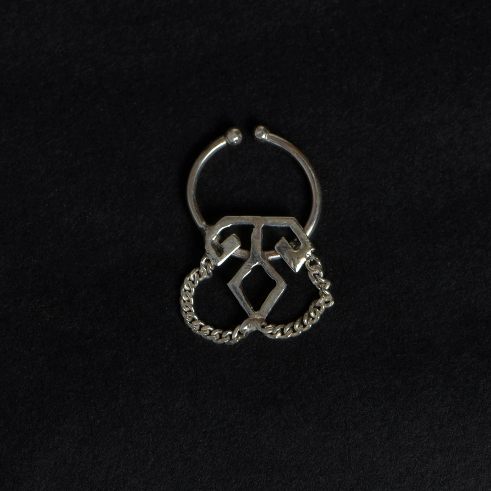 Double Chain Sterling Silver Septum Nose Pin