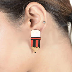 Pencil Hand Painted Earring