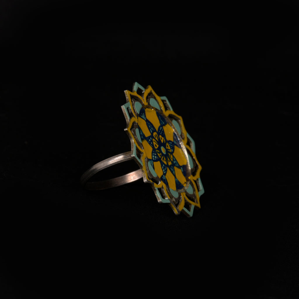 Order online Madhubani Hand Painted Sterling Silver Ring- gonecase.in