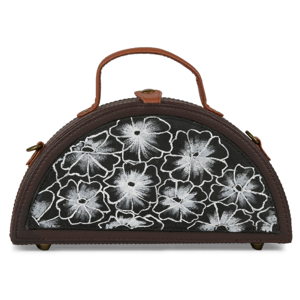 Order online Black and White Hand Painted Half Round bag- gonecase.in