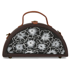 Black and White Hand Painted designer Semi circle Clutch bag for women