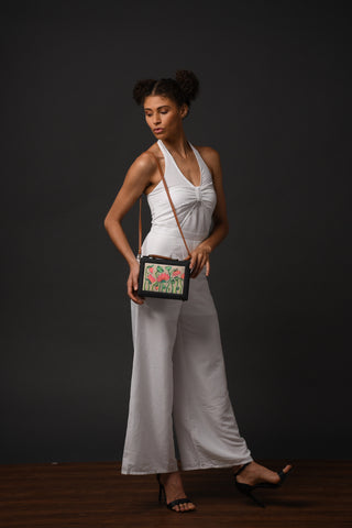 Lotus Handpainted Sling Bag ,sling bag, gonecasestore - gonecasestore