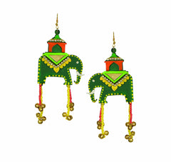 Elephant Green Hand painted Earring